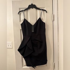 NWT Lulu’s Give Me Some Flair Black Ruffled Mini Dress